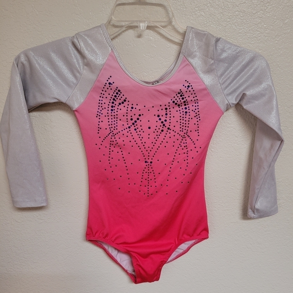 Vogue Fashions Pink and Silver Long Sleeve Leotard